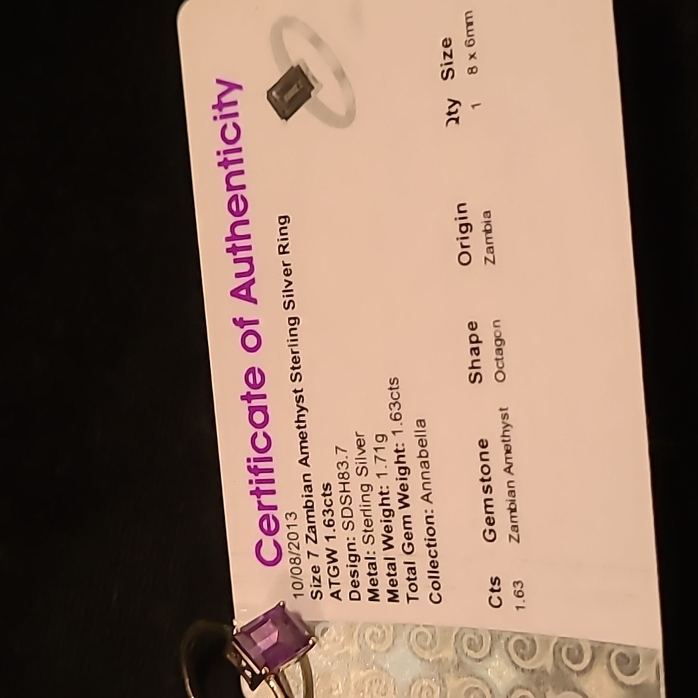 QVC jewelry. Zambian Amethyst Sterling Ring Size 7